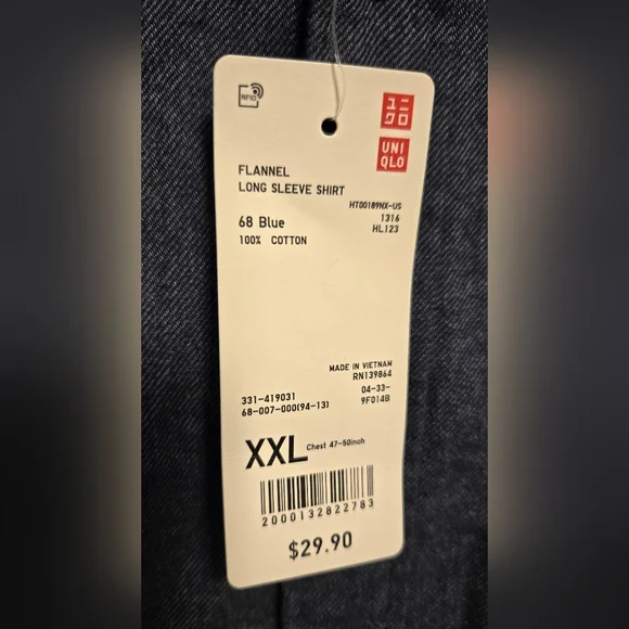 Uniqlo Flannel Long Sleeve Shirt in Blue | Size: XXL - Picture 3 of 3